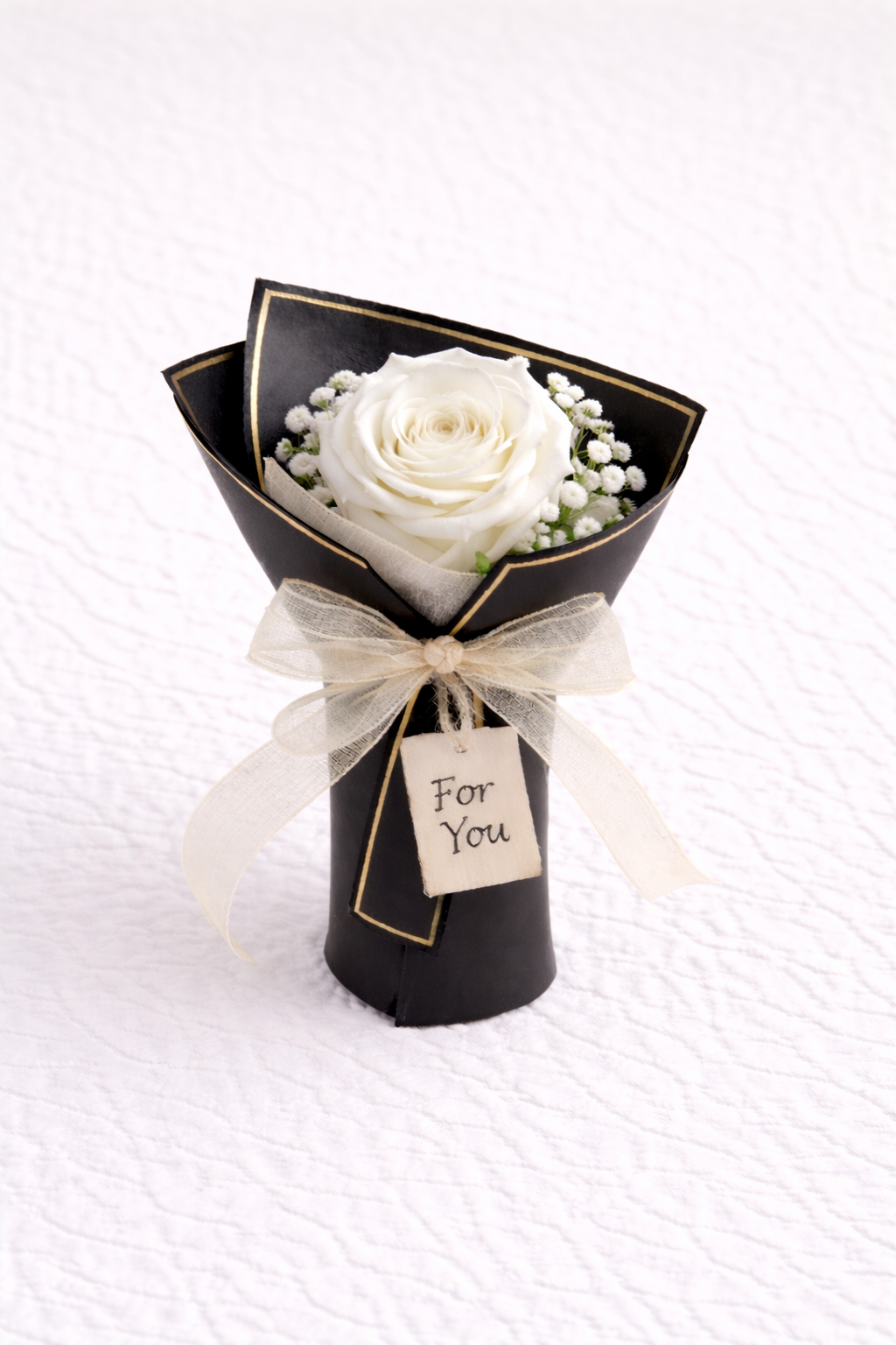 Personalised White Single Rose Mini Bouquet