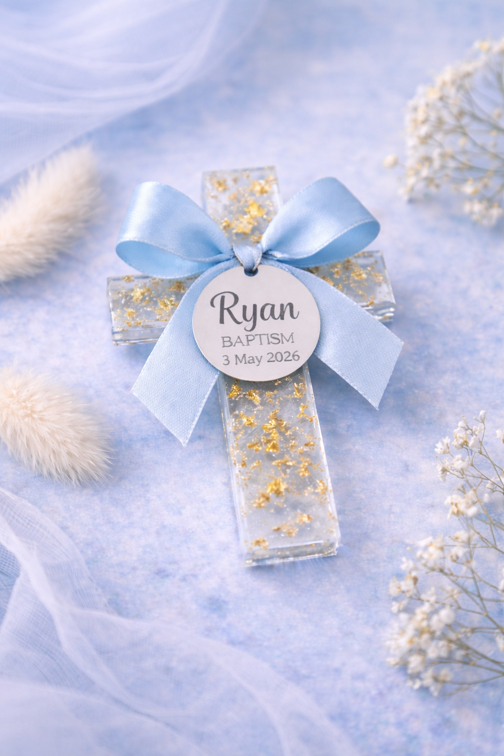 Personalised Acrylic Cross Magnet with Backing Card