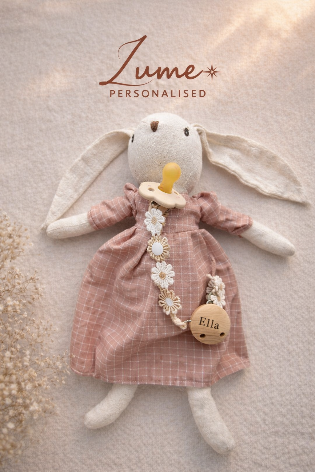 Personalised Silicone Pacifier Clip – Crochet Flower