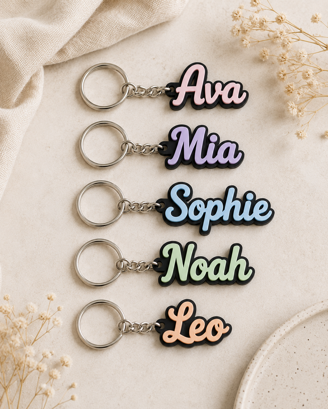 Custom 3D Printed Name Keychain