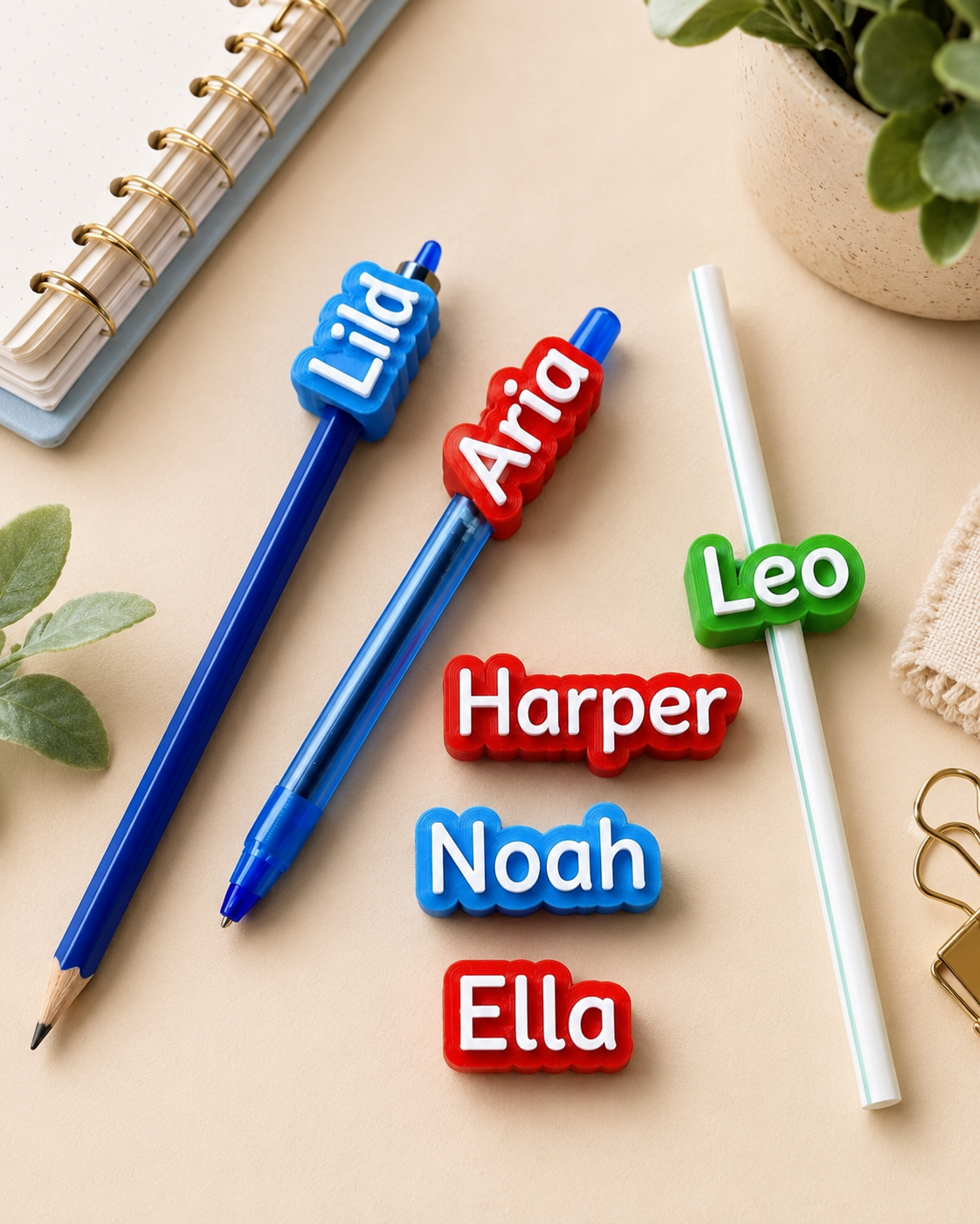 Custom 2-Colour 3D Printed Pencil Name Topper