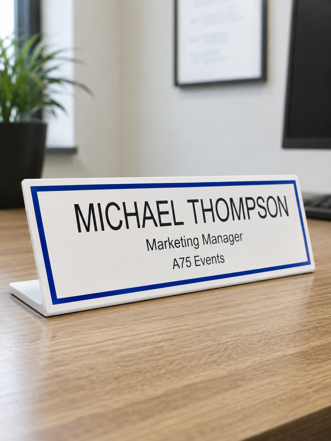 Personalised L-Shaped Name Plate / Event Desk Sign