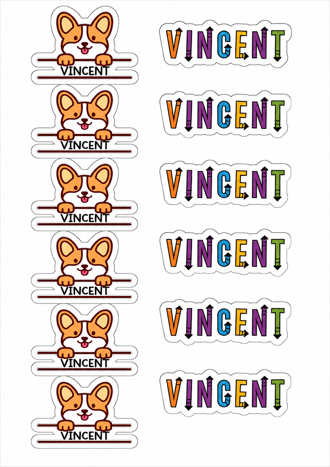 Personalised Laminated Name Sticker Sheet – Cute Animal & Colour Name Labels
