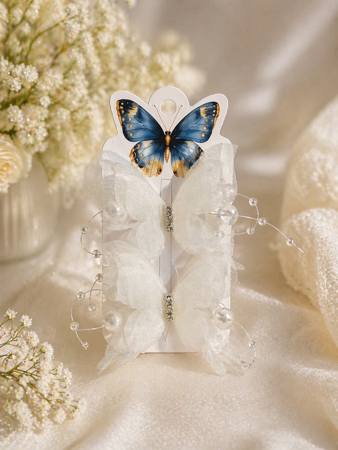 White Butterfly Hair Clips – Set of 2