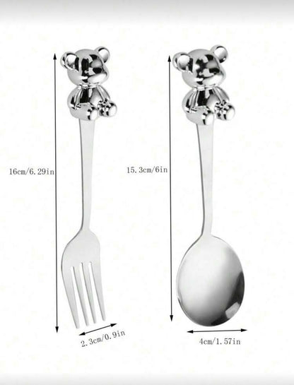 Personalised Bear Spoon & Fork Set