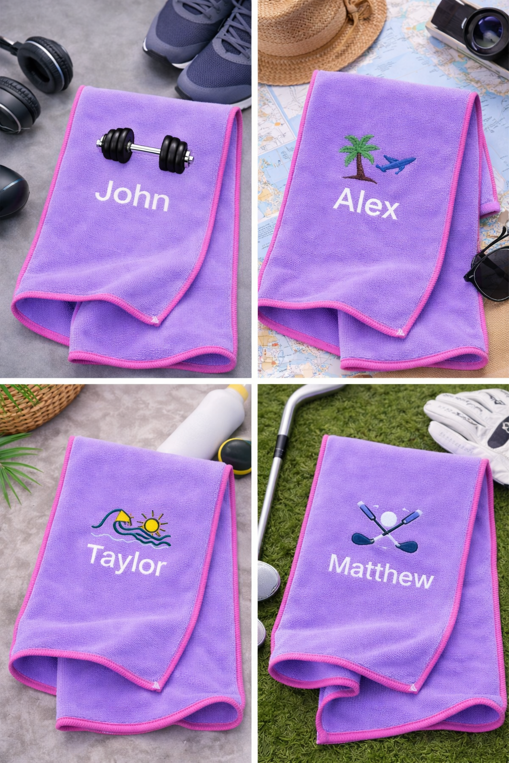 Personalised Microfiber Sports Towel - Purple