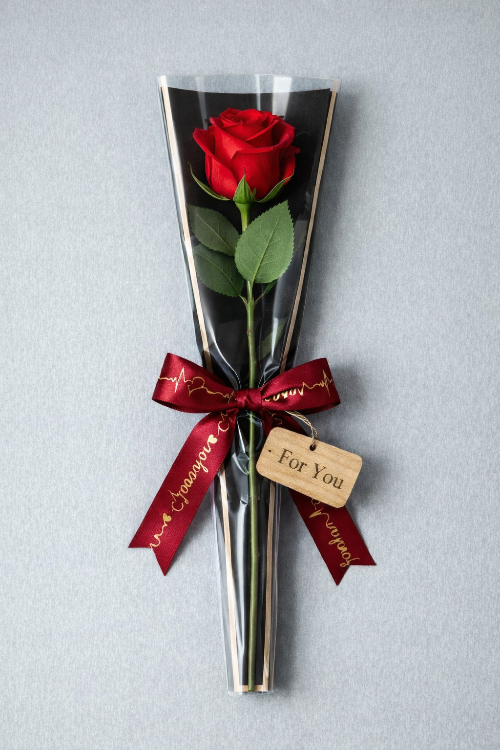 Single Rose - Red/Black