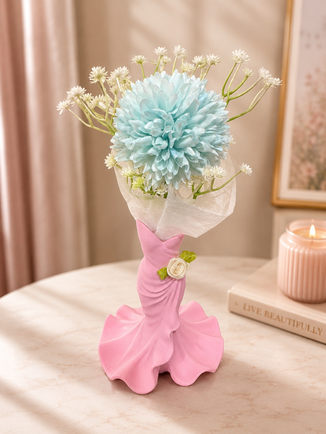 Dress Vase with Floral Arrangement