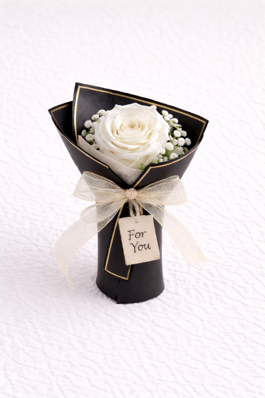 Personalised White Single Rose Mini Bouquet