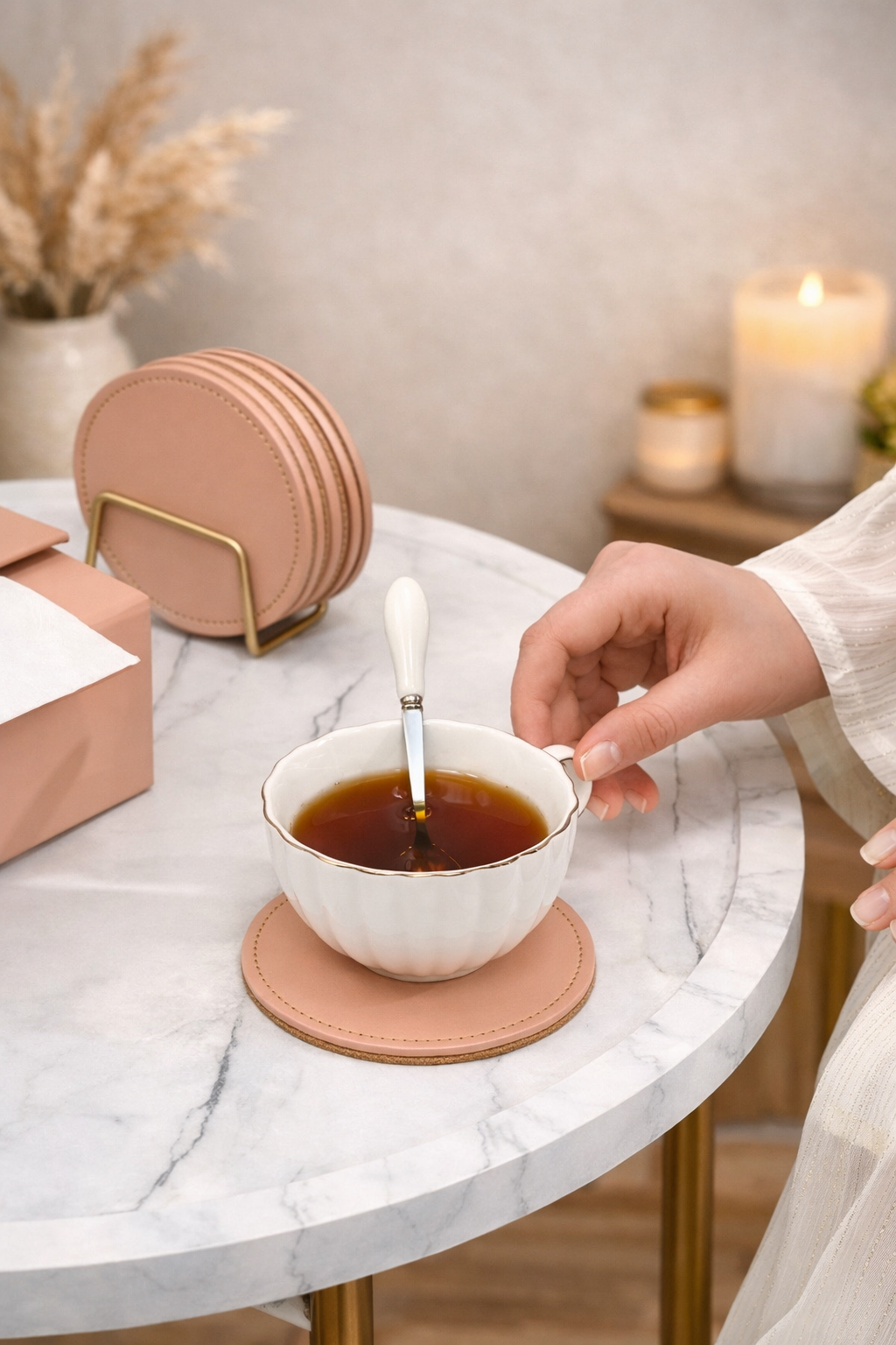 Personalised Round PU Coasters (Set of 6)