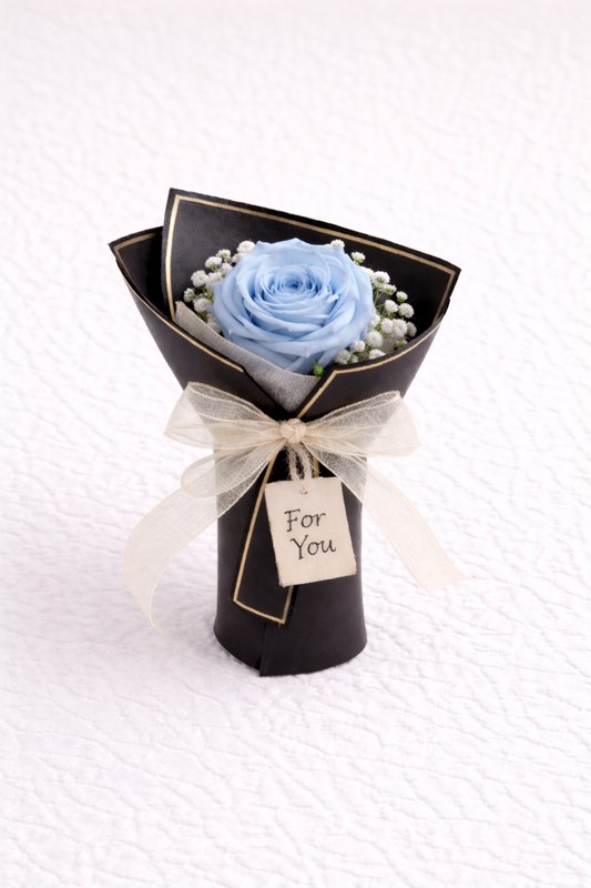 Personalised Blue Single Rose Mini Bouquet