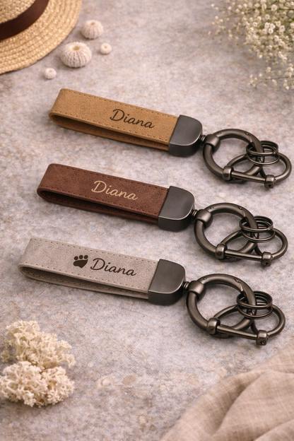 Bulk Logo Engraved Leather Keychains
