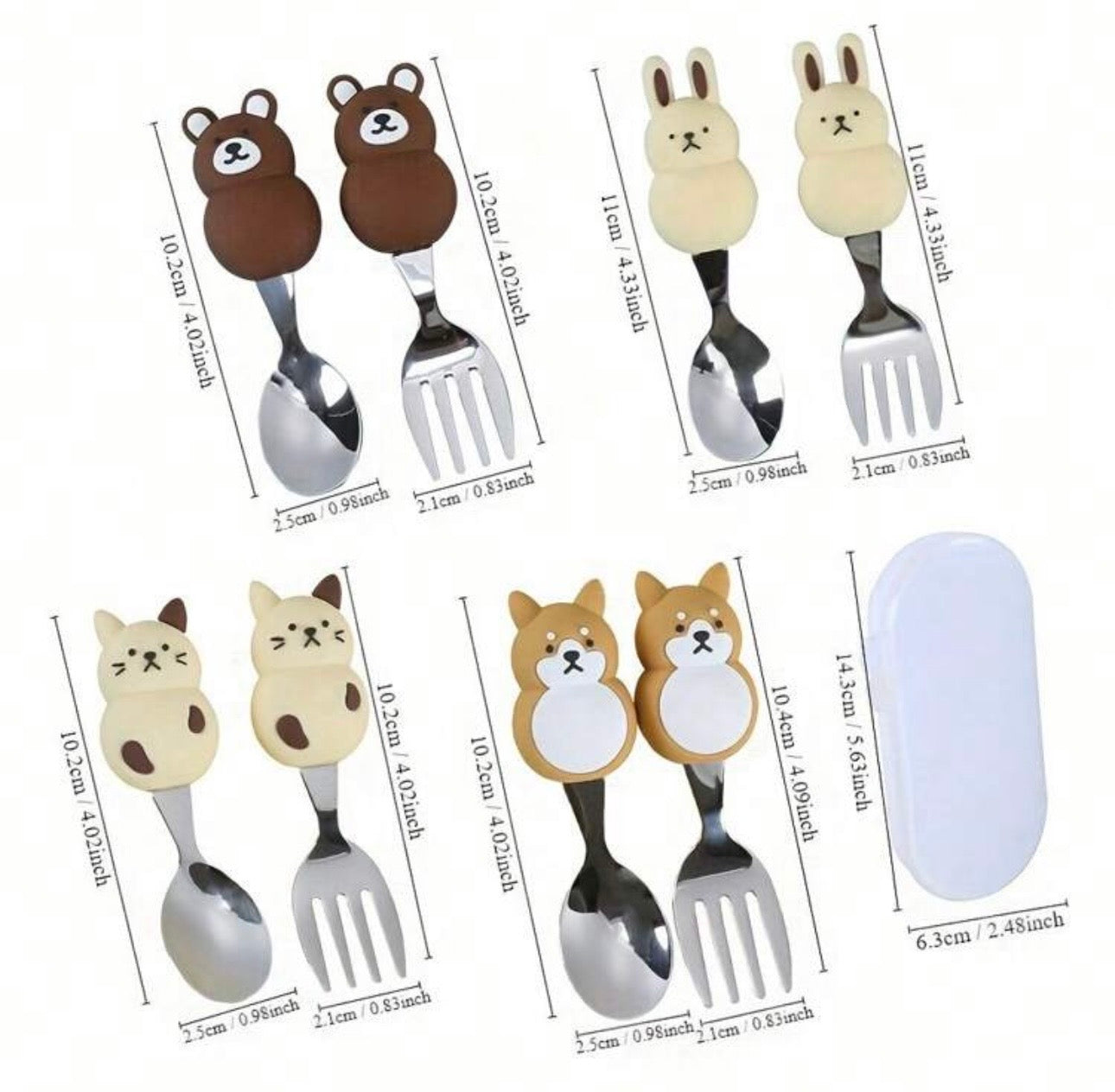 Personalised Animal Spoon & Fork Set with Case