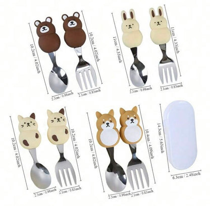 Personalised Animal Spoon & Fork Set with Case