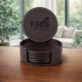 Personalised Round Leather Coaster Set (Set of 6)