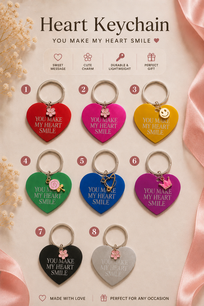 Heart Steel Keychain – You Make My Heart Smile
