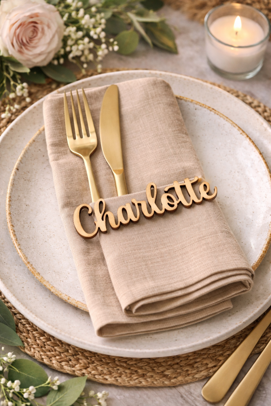 1pc Personalised Wooden Name Place Cards - 3.5 cm