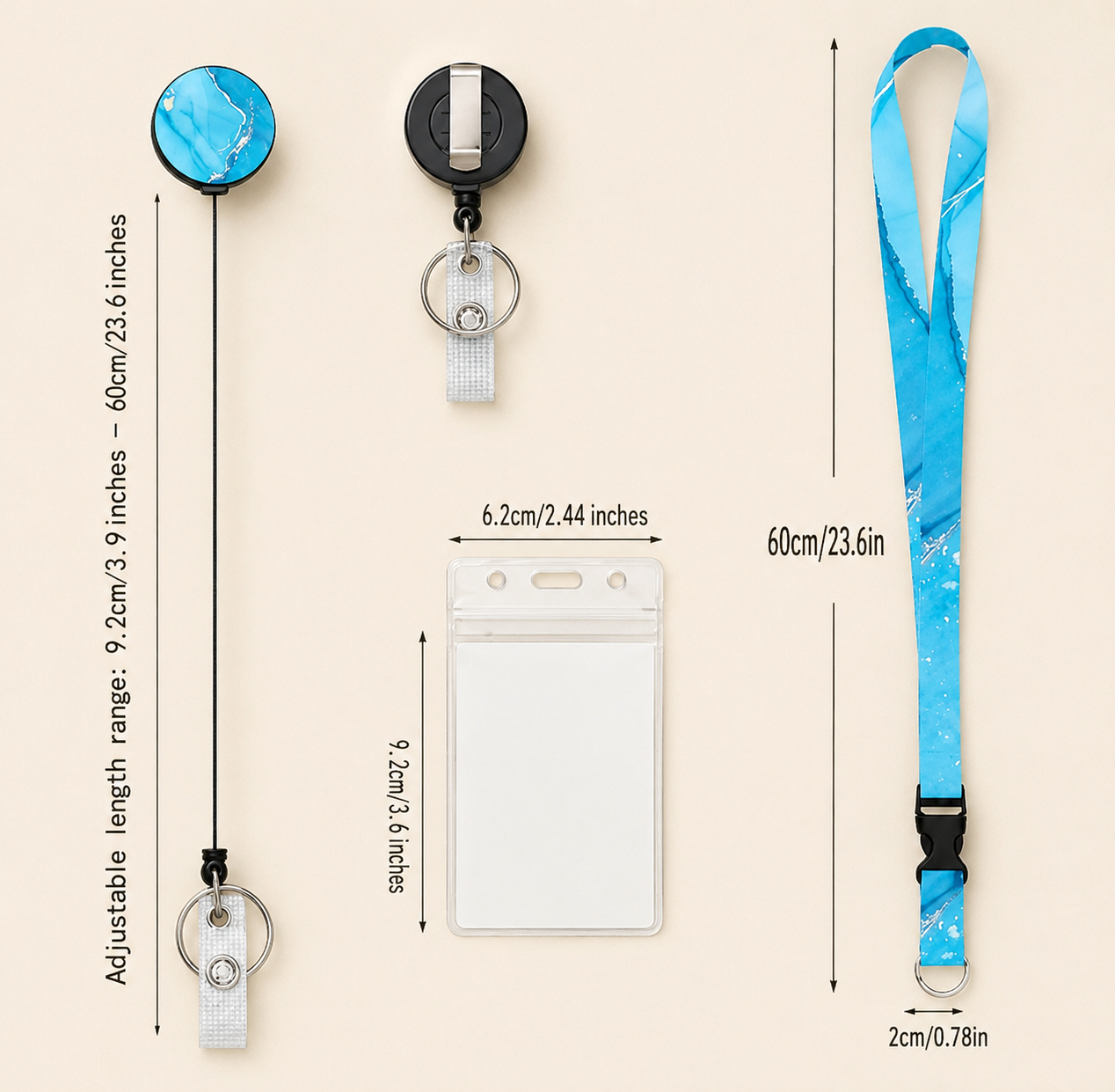 Marble Lanyard with Retractable Badge Reel & ID Holder