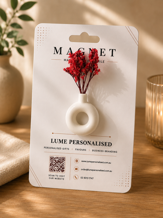 Round Floral Magnet – Burgundy