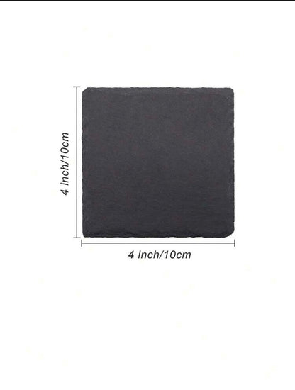 Personalised Laser Engraved Square Slate Coasters (Set of 6 + Metal Rack)