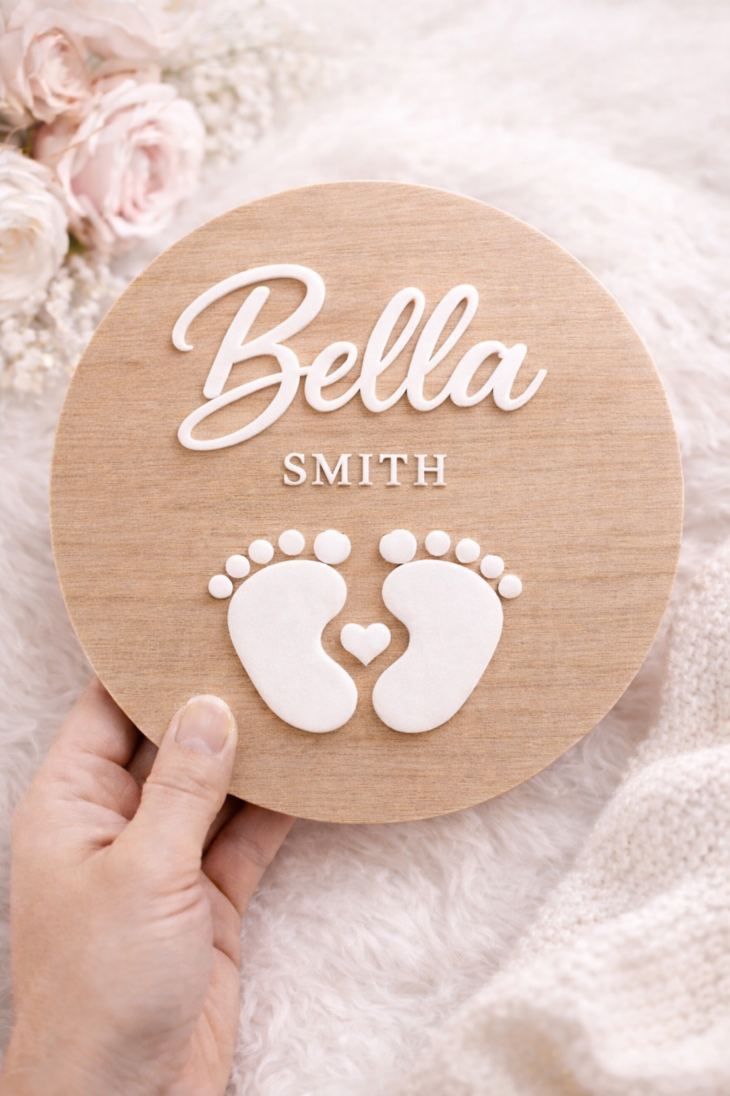 Personalised Baby Name Plaque with 3D Details