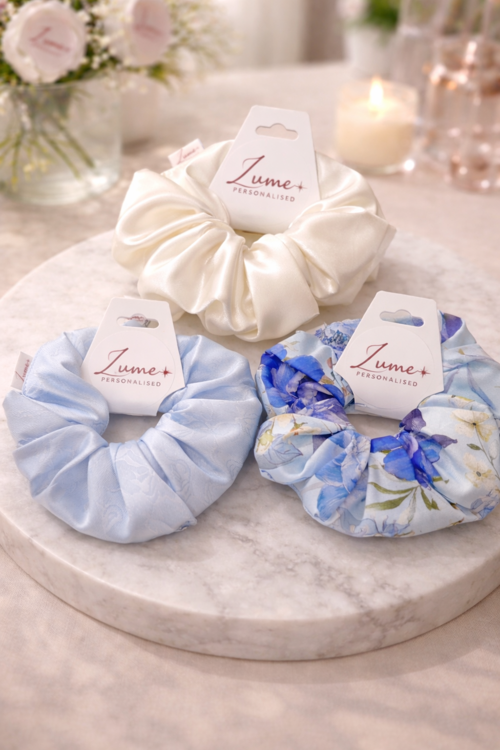 Luxe Trio Set – Medium Satin Scrunchies (Set of 3)