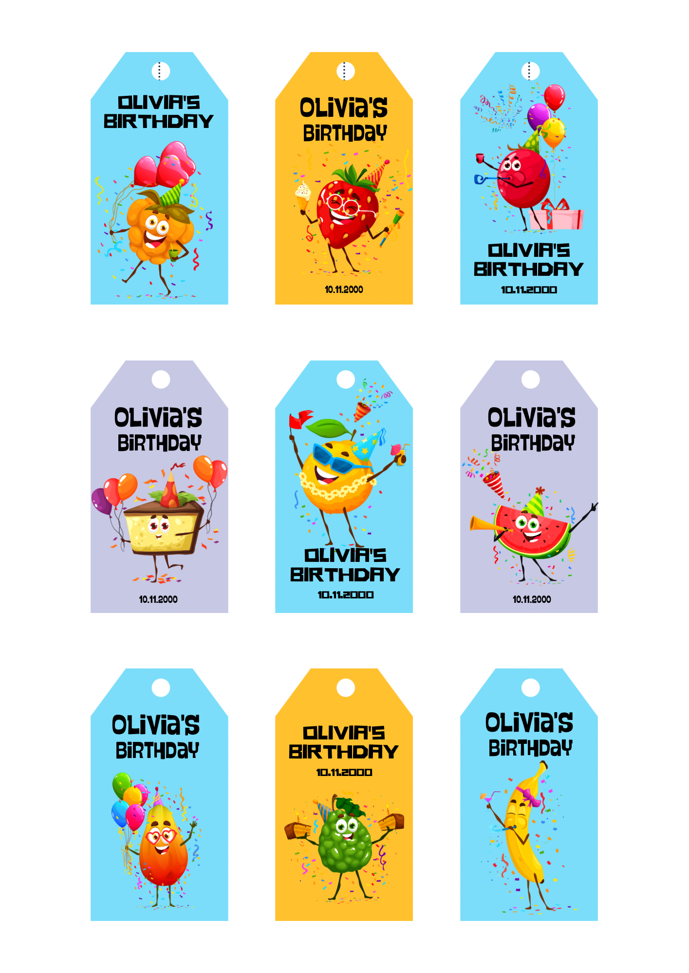 Personalised Birthday Thank You Tags - 12 tags only