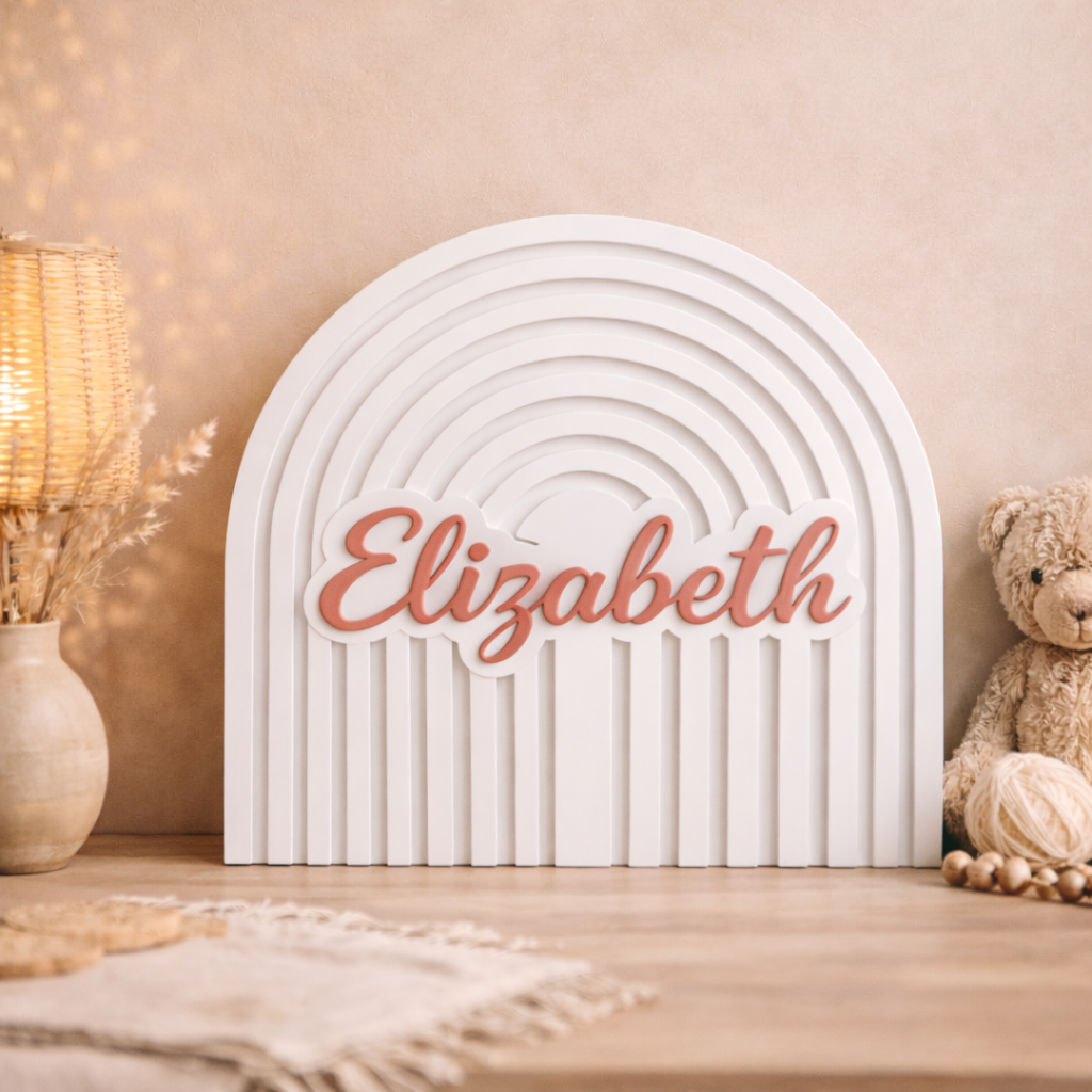 Personalised Medium Wooden Rainbow Plaque
