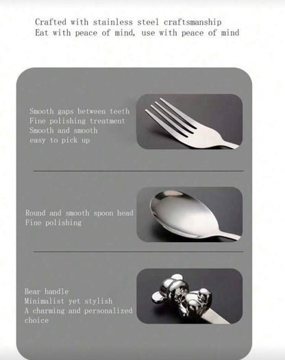 Personalised Bear Spoon & Fork Set