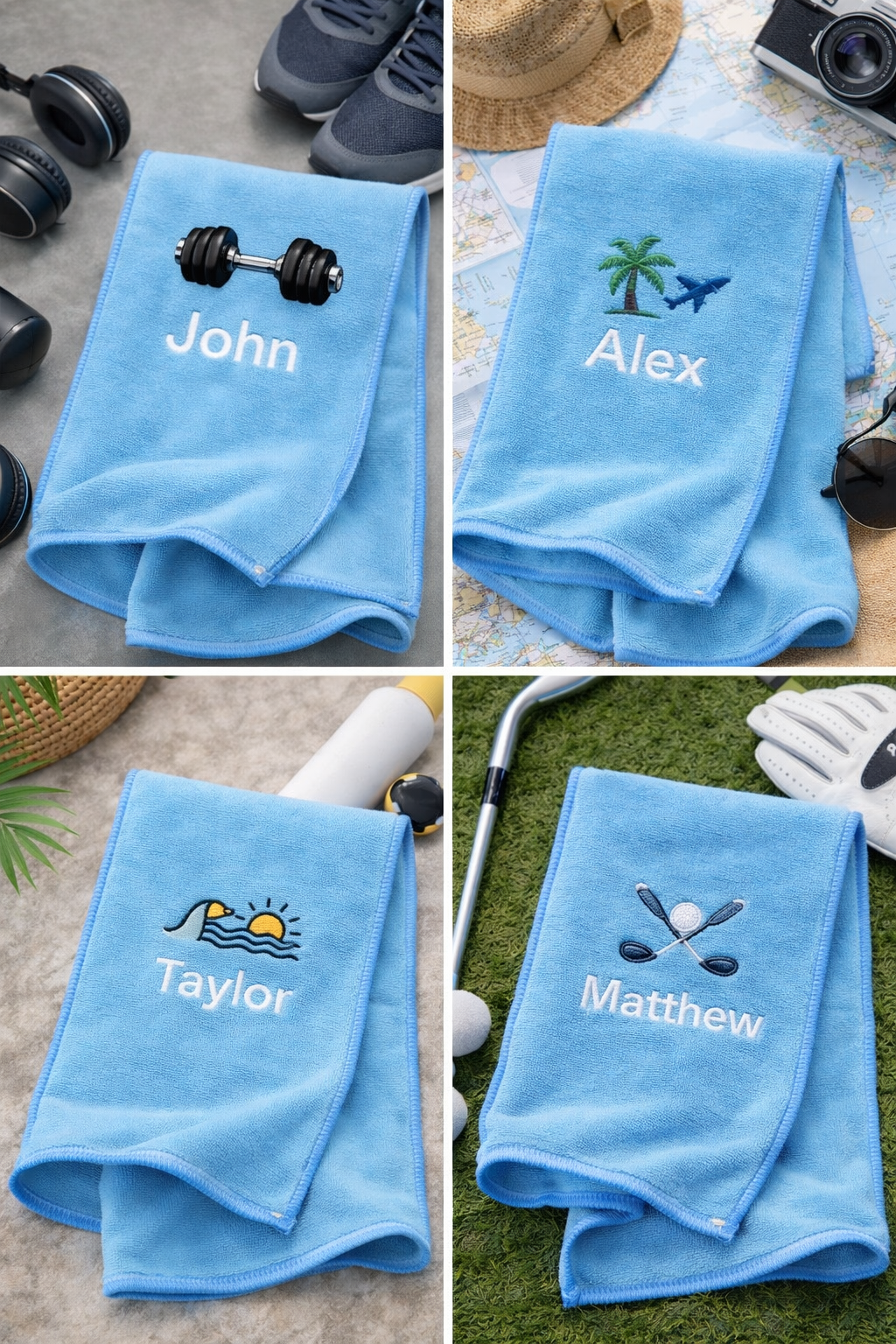Personalised Microfiber Sports Towel - Blue