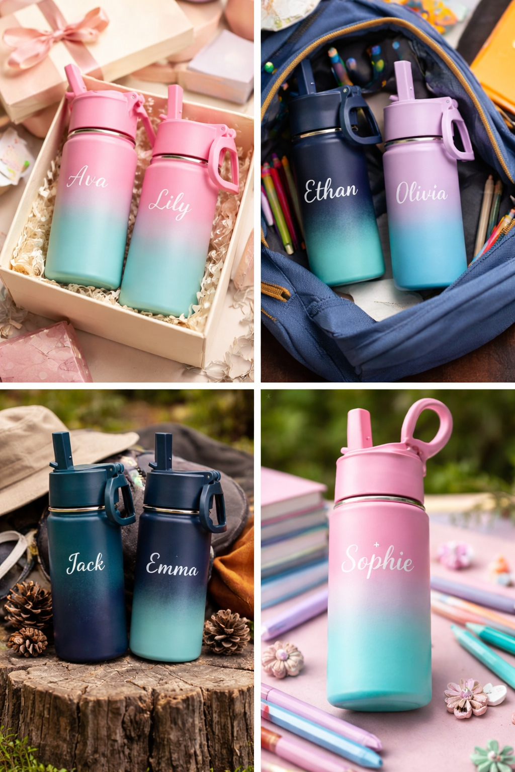 Bulk Personalised Insulated Kids Water Bottles - Starting from 10 pcs