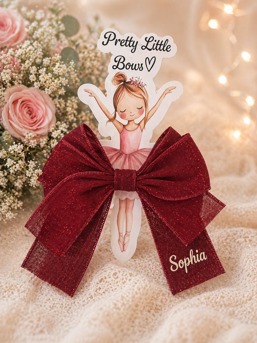 Red Pretty Little Bows – Plain or Personalised Vinyl Text