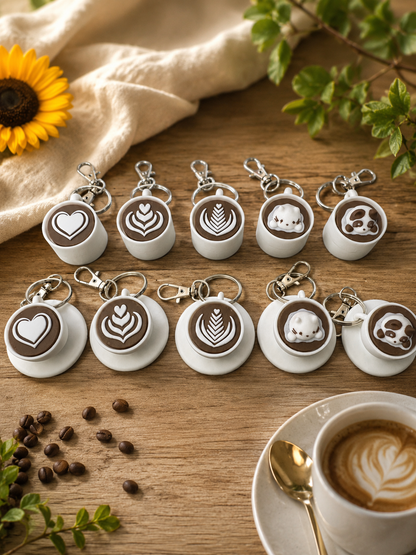 Latte Art Clicker Keychain
