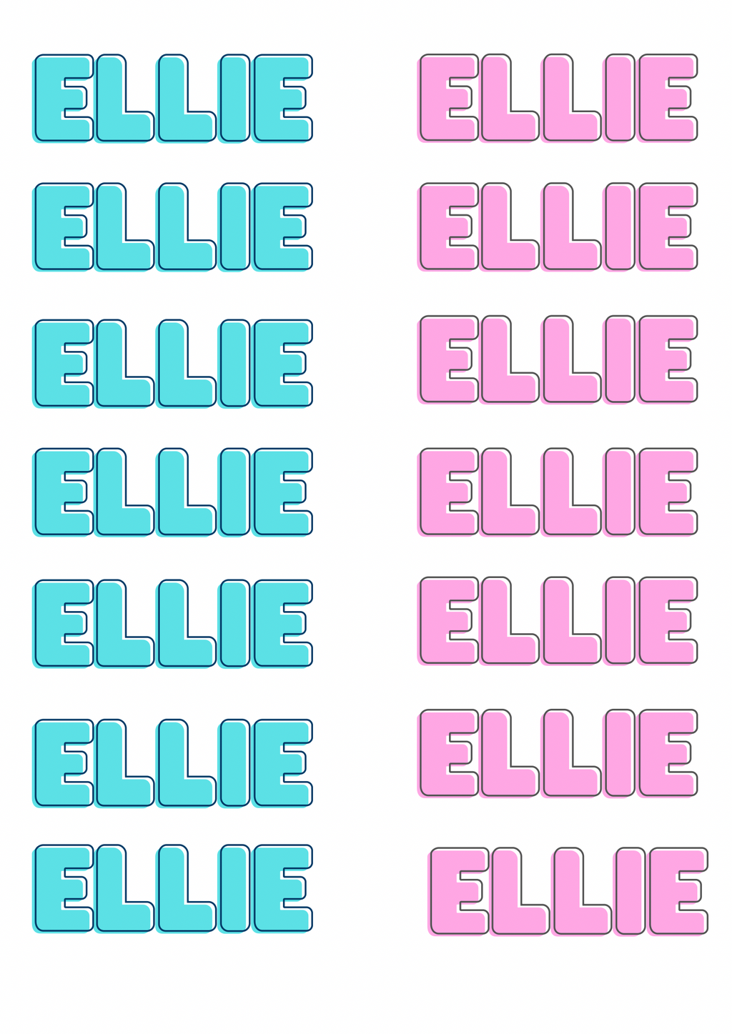 Name Theme Sticker 2 - Waterproof A4 Value Sheet