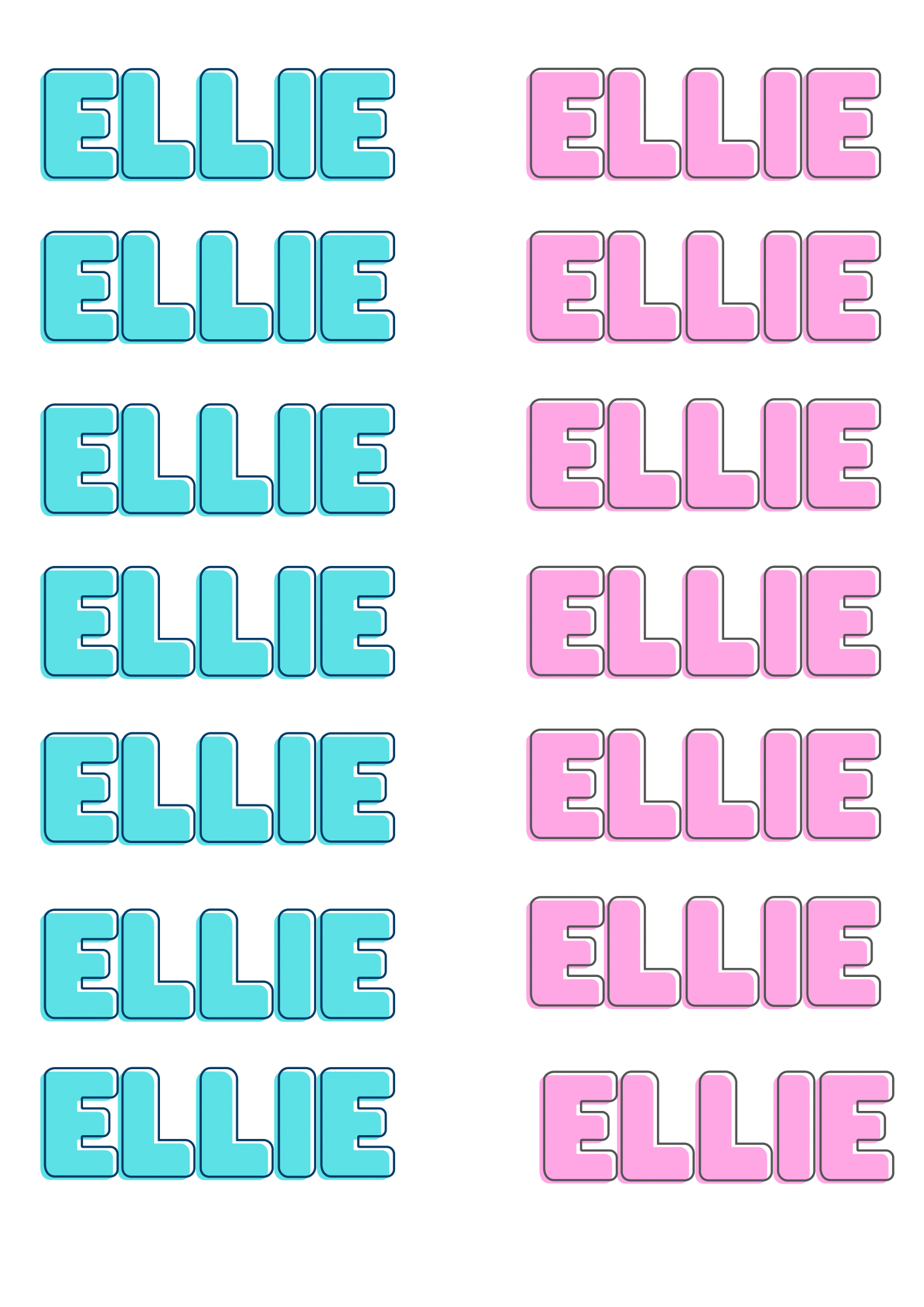 Name Theme Sticker 2 - Waterproof A4 Value Sheet