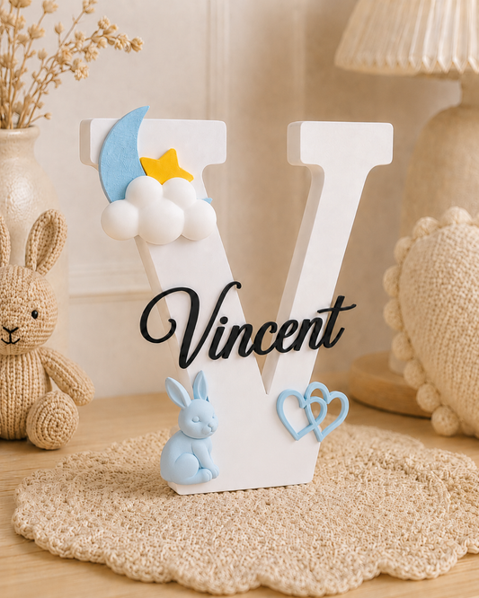 Personalised Initial & Name Display - Bunny