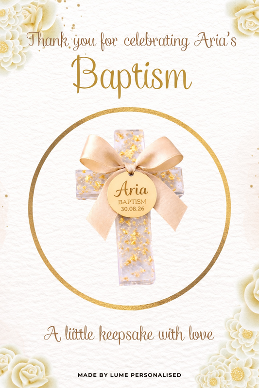 Personalised Acrylic Cross Magnet with Backing Card