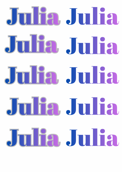 Name Theme Sticker 2 - Waterproof A4 Value Sheet