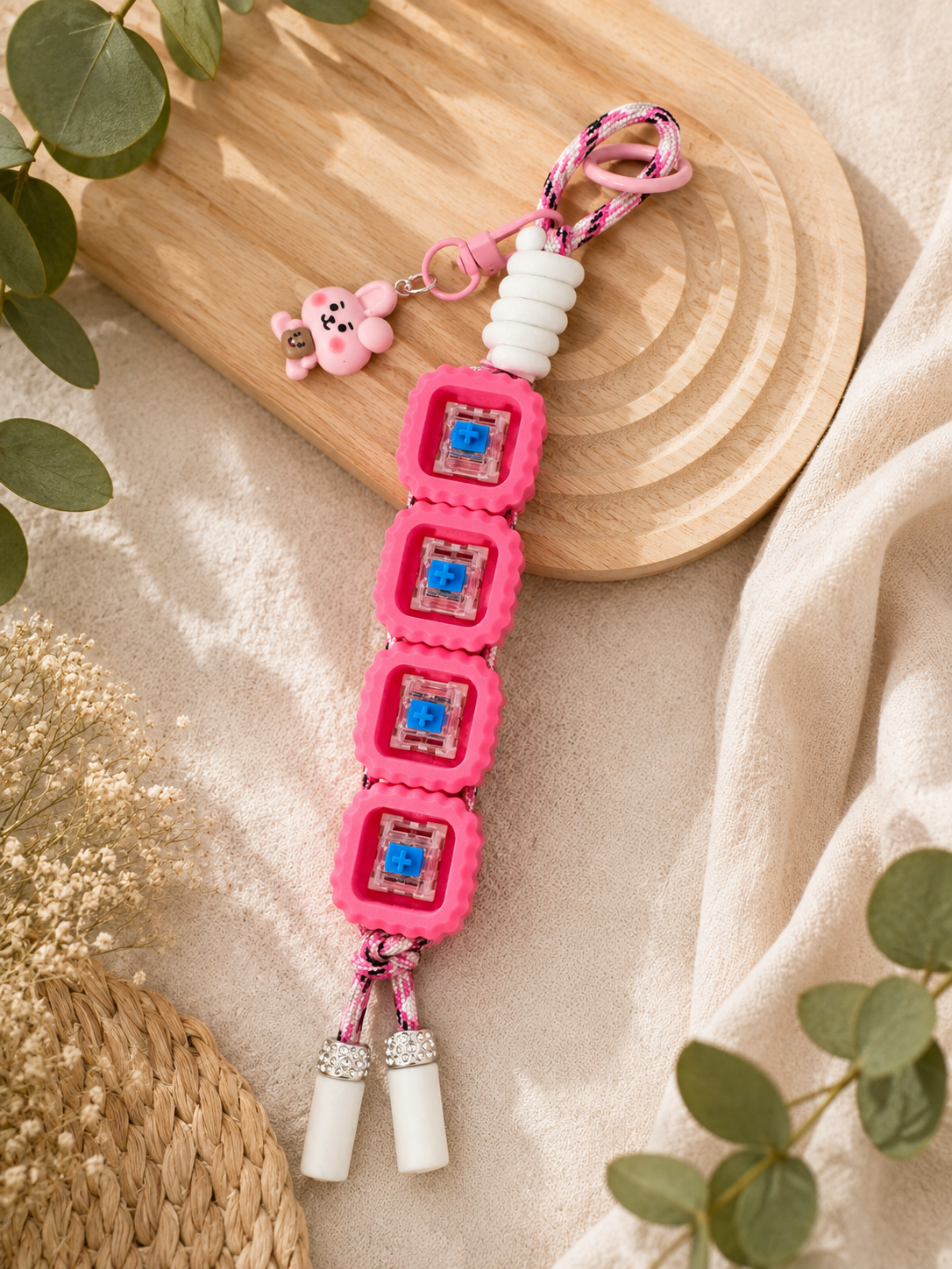 4-Key Clicker Bag Tag & Keychain w/ BT21 Characters
