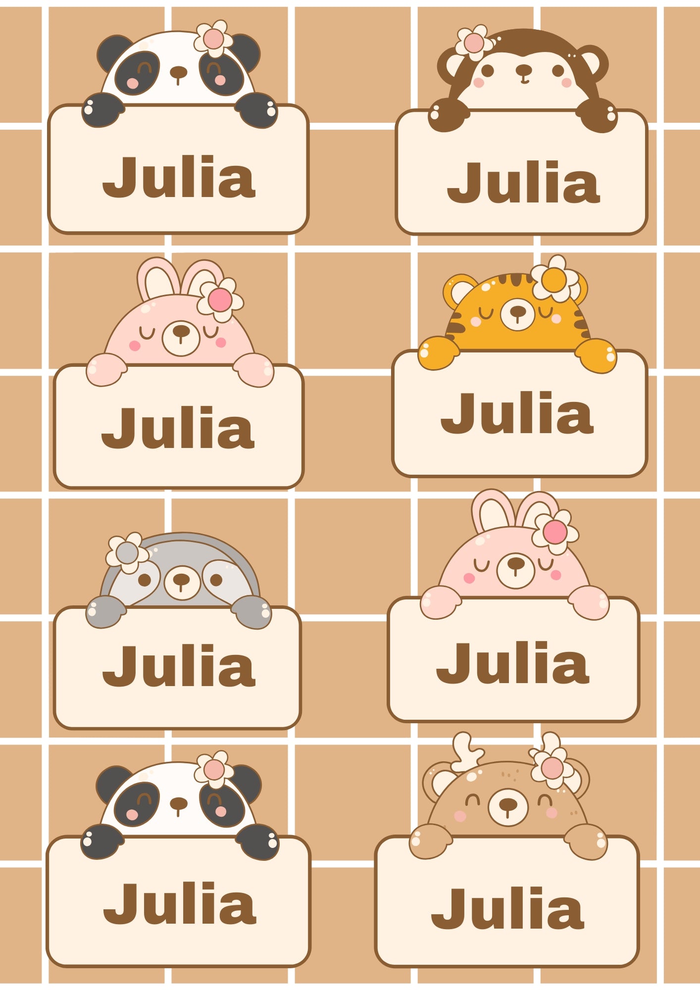 Neutral Animal Sign Theme Sticker - Waterproof A4 Value Sheet