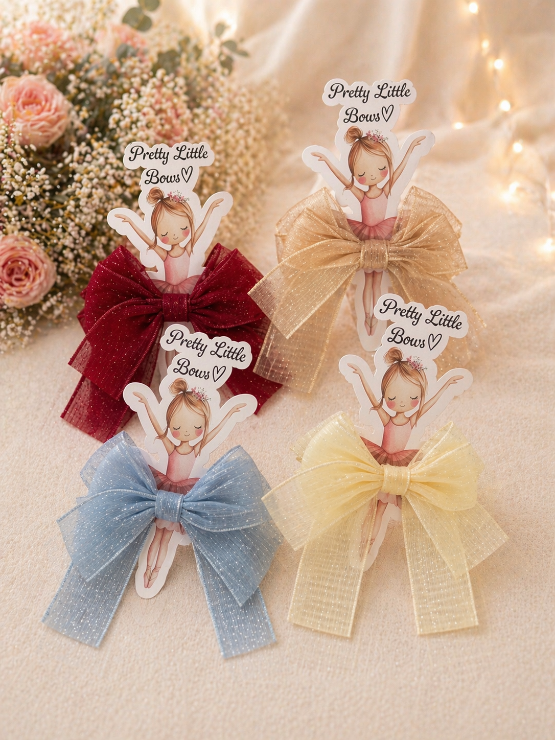 Beige Pretty Little Bows – Plain or Personalised Vinyl Text
