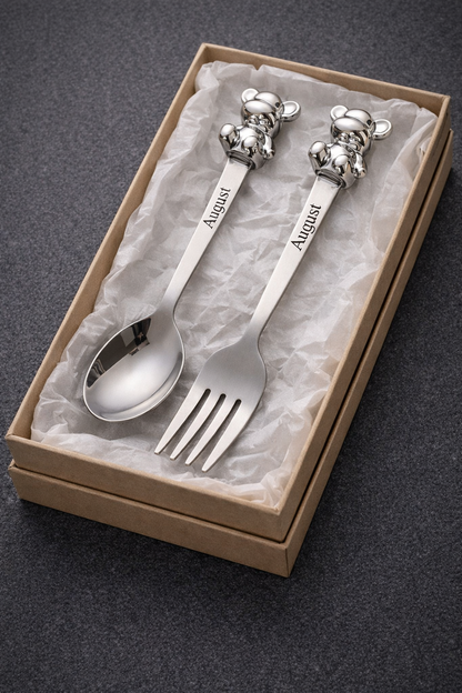 Personalised Bear Spoon & Fork Set
