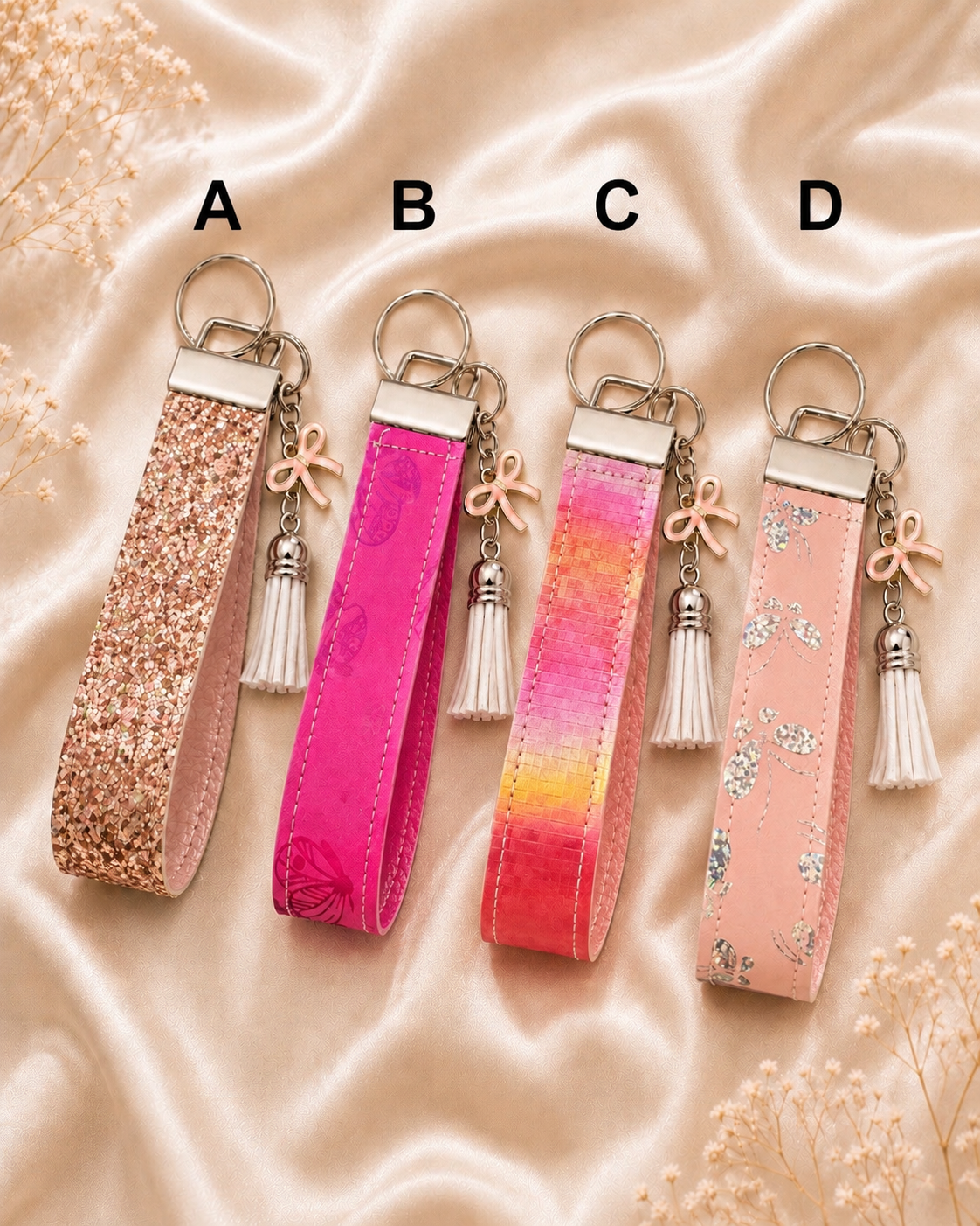 Mini Personalised Wristlet Keychain - Pink