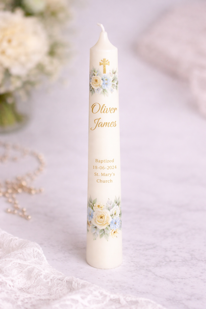 Personalised Baptism Taper Candle - Boy