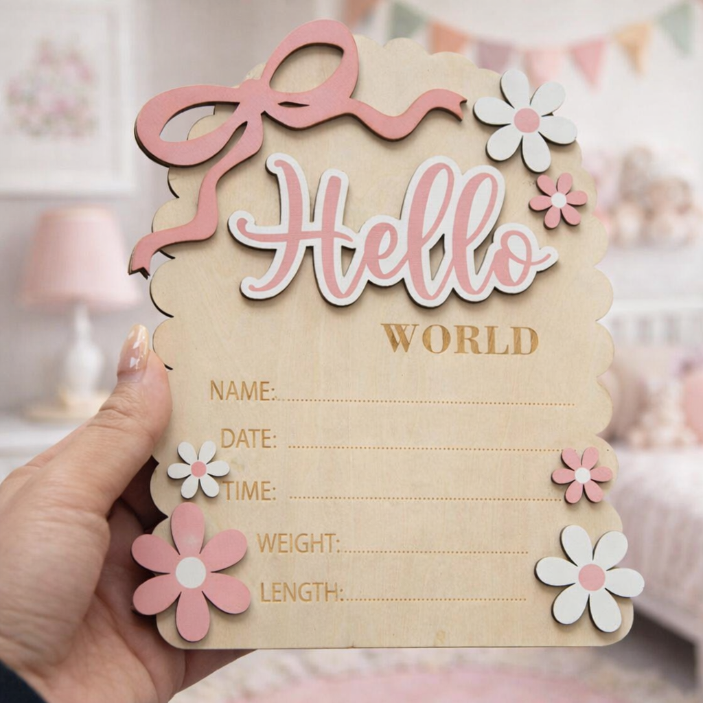 Personalised “Hello World” Birth Announcement Plaque