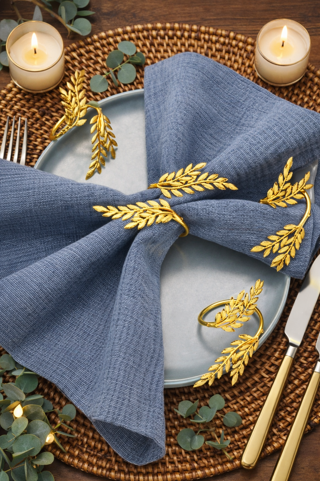 Gold Wheat Napkin Rings – Set of 2