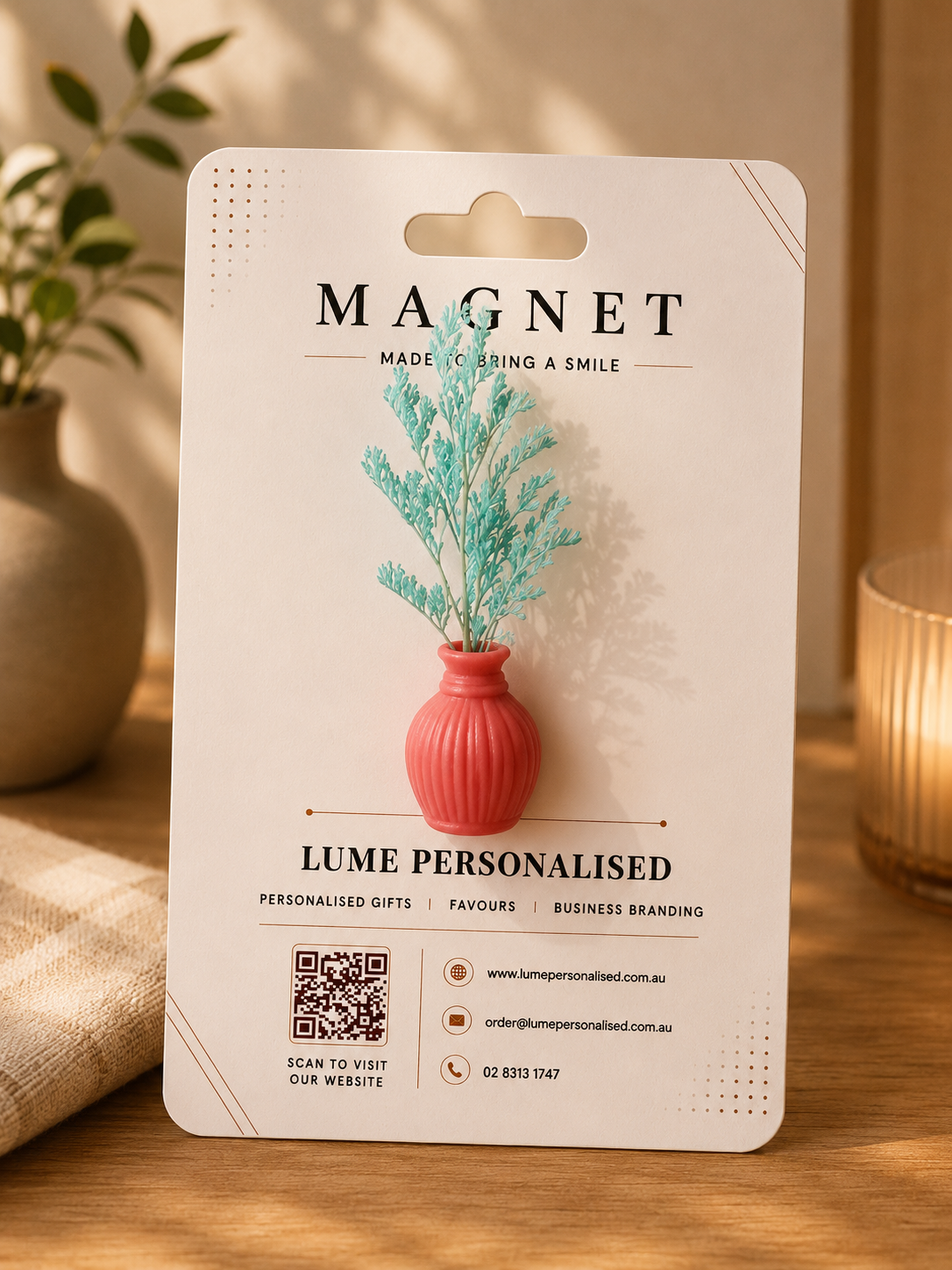 Round Floral Magnet –  Light Blue