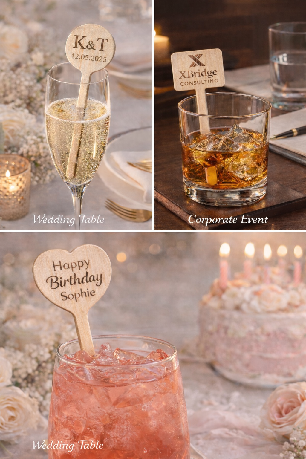 Bulk Personalised Wooden Drink Stirrers - Starting from 25 pcs