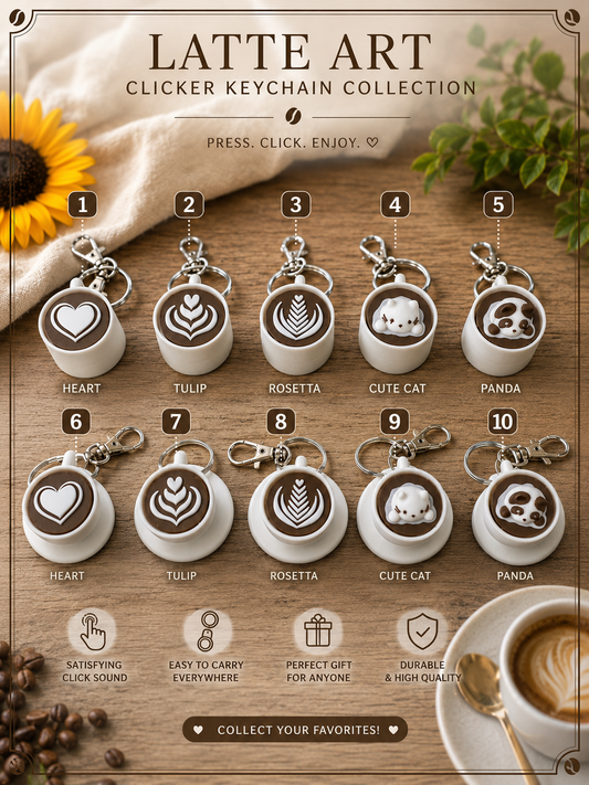 Latte Art Clicker Keychain
