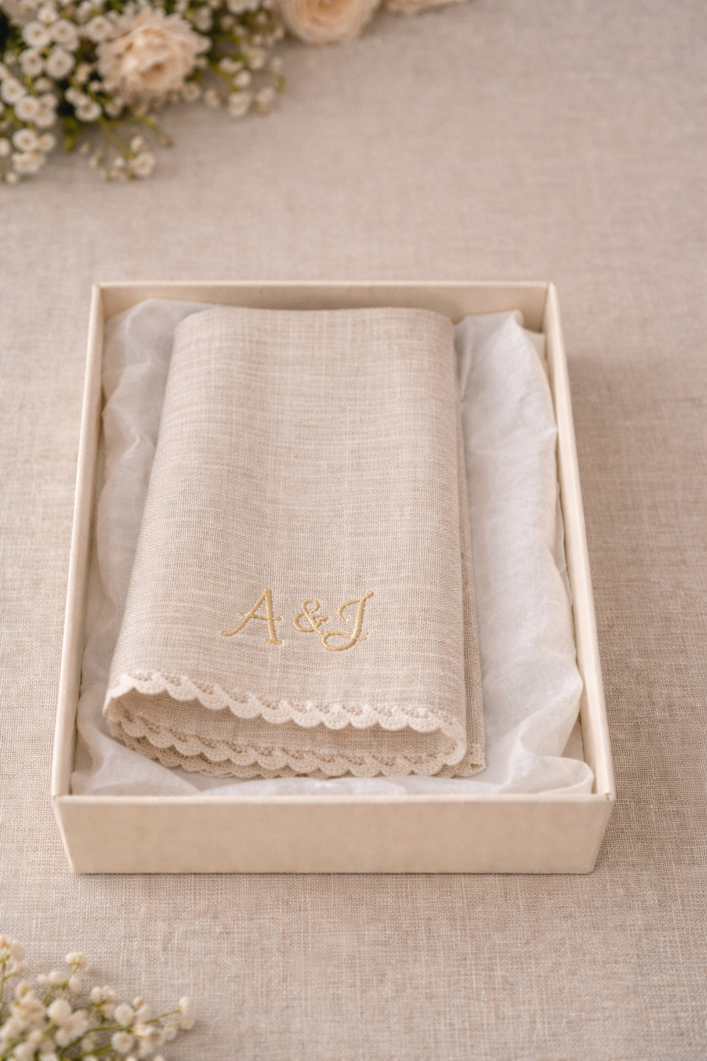 Personalised Linen Napkin – Scalloped Edge
